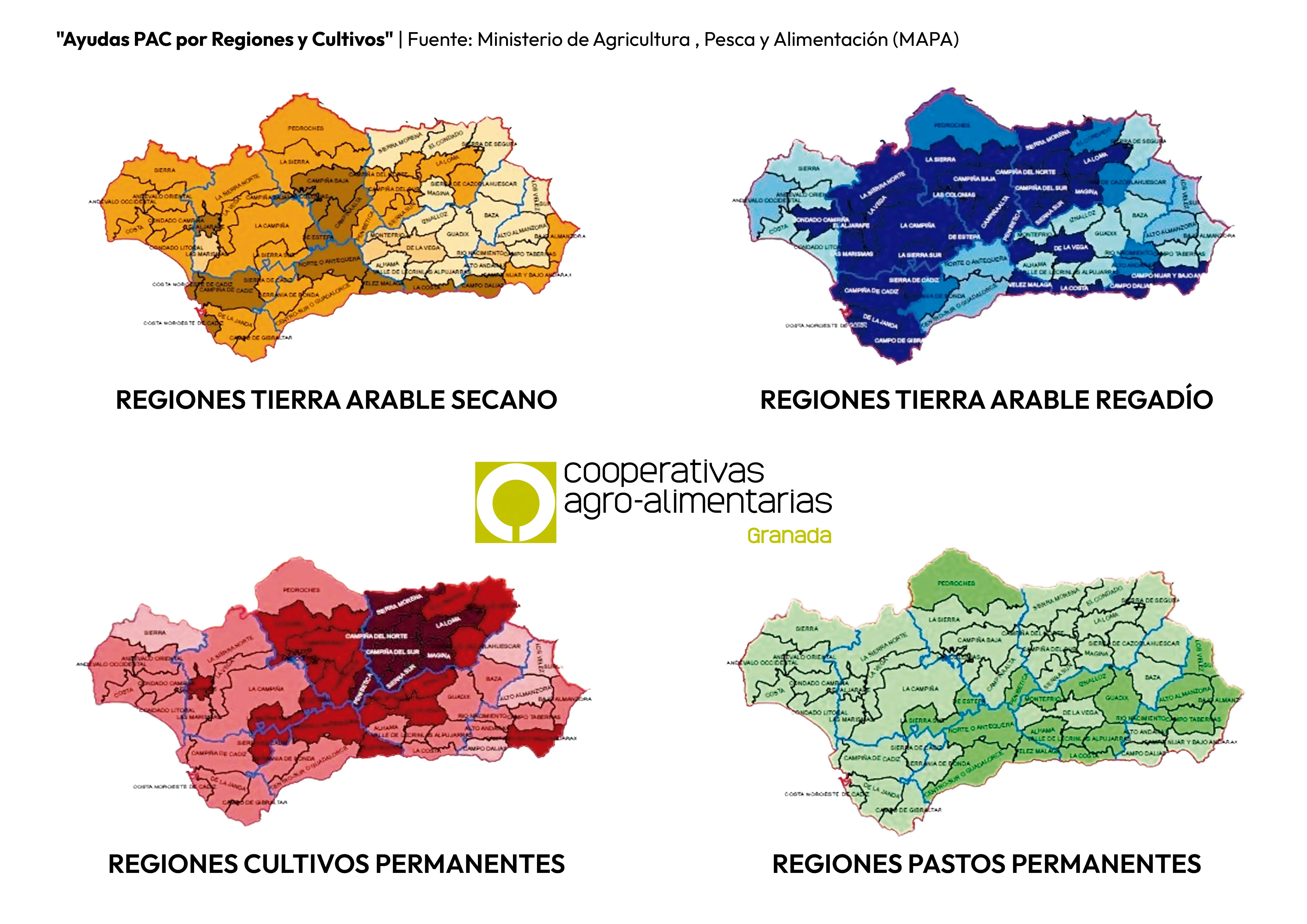Mapas de regiones PAC por cultivos en Granada