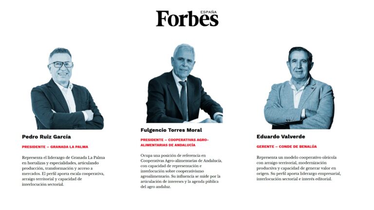 Tres referentes del cooperativismo granadino, entre los 50 más influyentes del agro andaluz según Forbes